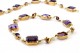 Conjunto de pulseira e colar em ouro com ametistas lapidadas e pérolas 