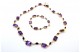 Conjunto de pulseira e colar em ouro com ametistas lapidadas e pérolas 