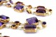 Conjunto de pulseira e colar em ouro com ametistas lapidadas e pérolas 