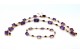 Conjunto de pulseira e colar em ouro com ametistas lapidadas e pérolas 