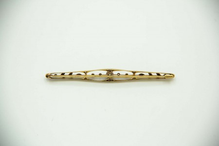 Alfinete de peito com brilhantes em ouro amarelo e platina com diamante 