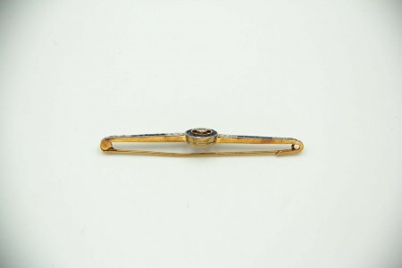 Alfinete de peito de ouro amarelo e platina com diamante em talhe brilhante