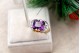 Anel em ouro com lascas de diamantes ametista lapidada
