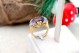 Anel em ouro com lascas de diamantes ametista lapidada
