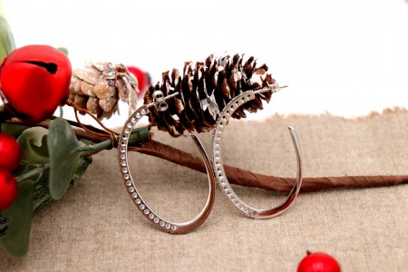 Brincos em ouro branco com aplicação de zircónias.