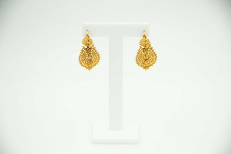 Par de brincos à Rainha de ouro amarelo