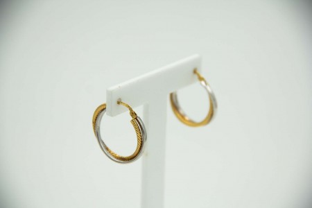 Brincos - argolas em ouro bicolor com relevos.