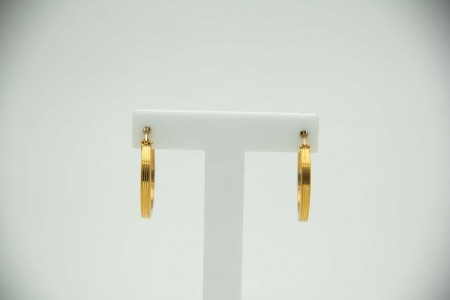 Brincos - argolas de ouro amarelo com faixas relevadas.