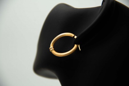 Brincos - argolas ovais em ouro com relevos escovados.