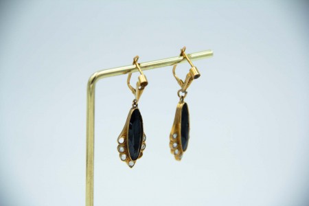 Brincos em ouro amarelo com pingentes articulados, anix lapidados