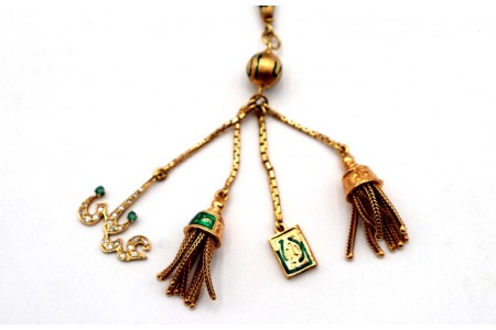 Colar em ouro amarelo tasbih de oração islâmico composto por (33) contas esféric