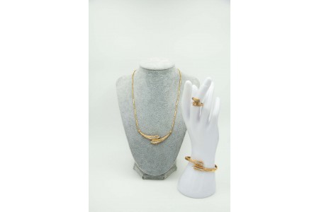 Conjunto em ouro bicolor com gargantilha, anel e pulseira com diamantes (119) em