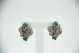 Conjunto em ouro branco de brincos e anel com esmeraldas e diamantes