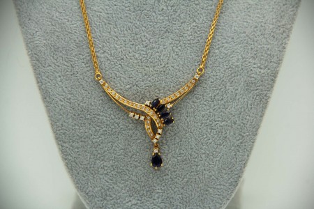 Gargantilha em ouro amarelo em malha Veneza com diamantes (38) em talhe brilhant