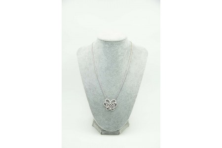 Gargantilha de ouro branco com centro entrelaçado com diamantes (94) 