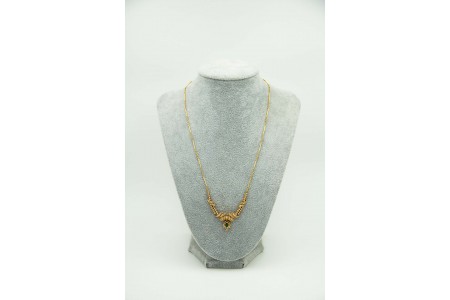 Gargantilha de ouro amarelo com diamantes (95) em talhe brilhante 8/8 e esmerald