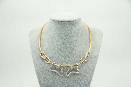 Gargantilha em ouro rigido bicolor com diamantes (40)  em talhe 8/8.