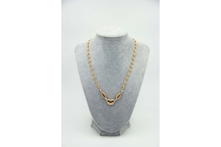 Gargantilha de ouro bicolor com elos articulados e diamantes (63) em talhe brilh