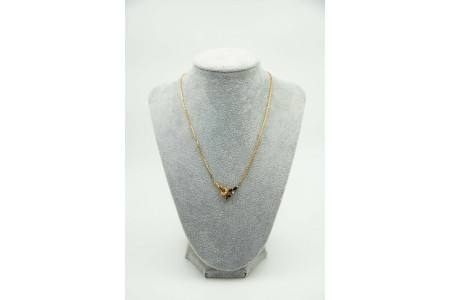 Gargantilha em ouro amarelo com safiras australianas e diamantes (5) em talhe br