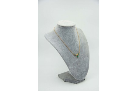 Gargantilha de ouro amarelo com três esmeraldas e diamantes (7) 