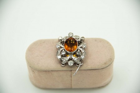 Fecho de colar em ouro branco com citrino no centro e diamantes (12) 