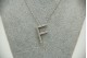 Medalha de ouro branco com letra F com diamantes (21) em talhe brilhante 8/8