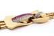 Pulseira em ouro com diamantes em talhe rosa e rubis calibrados