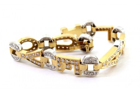 Pulseira em ouro bicolor com 128 diamantes em talhe brilhante 