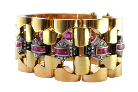 Pulseira em ouro e embutidos de prata com lascas de diamantes aplicadas 