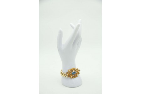 Pulseira de ouro amarelo com pérolas (58) de cultura em diversos tamanhos