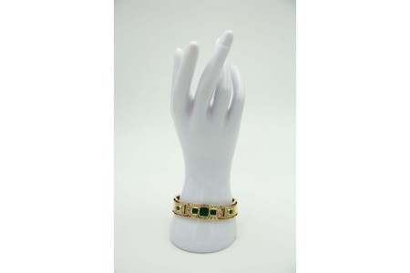 Pulseira articulada de ouro amarelo com diamantes (48) em talhe brilhante 8/8 
