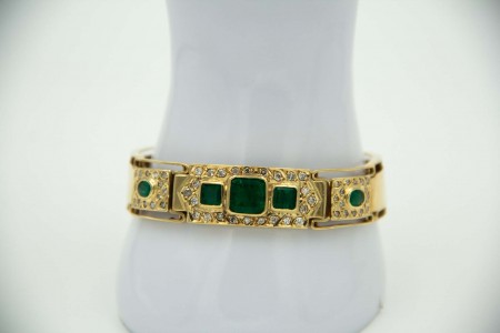 Pulseira articulada de ouro amarelo com diamantes (48) em talhe brilhante 8/8 