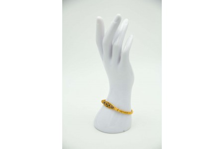 Pulseira extensível em ouro amarelo com simbolos religiosos em esmalte policroma