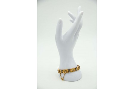 Pulseira em ouro bicolor articulada com motivos florais e diamantes (45) 