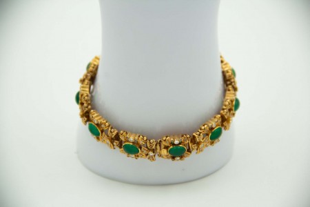 Pulseira de ouro amarelo articulada com diamantes (33) em talhe brilhante 8/8