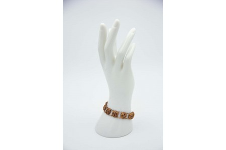  Pulseira articulada em ouro amarelo com cruzes da Ordem de Cristo em esmalte 