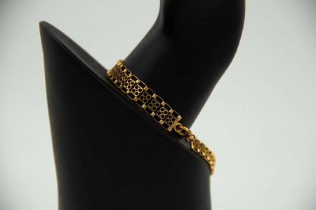 Pulseira de ouro amarelo com malha articulada