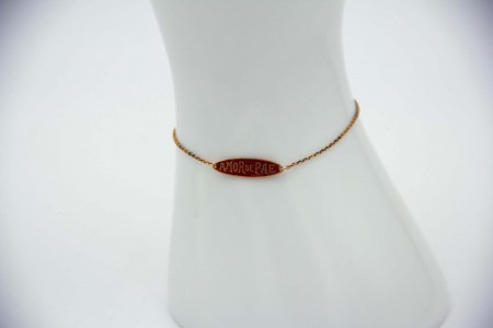 Pulseira de criança em ouro amarelo com gravação "amor de pae"