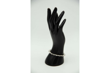 Pulseira de ouro branco articulada com padrões de gotas de água com diamantes