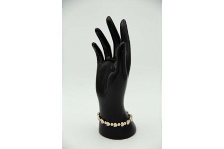 Pulseira articulada em forma de corações bicolor com diamantes (392) 