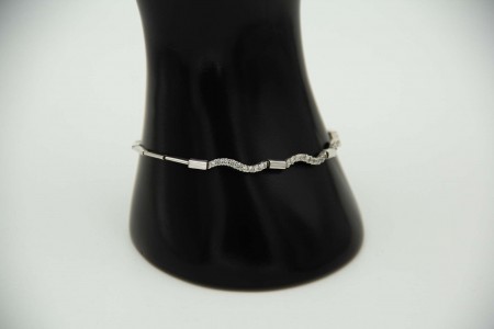 Pulseira de ouro branco articulada com diamantes (27) em talhe brilhante 8/8.