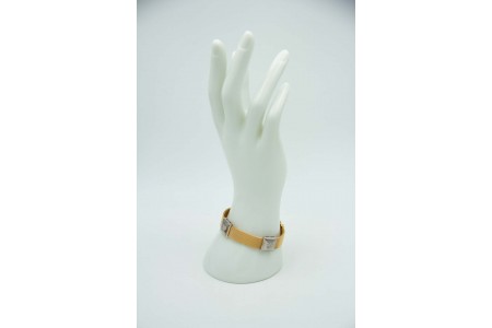 Pulseira de ouro bicolor com bracelete e diamantes (27) em talhe brilhante 8/8.