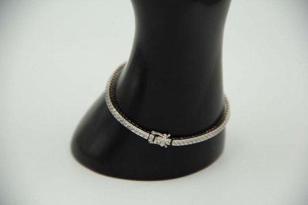 Pulseira de ouro branco poli articulada com diamantes