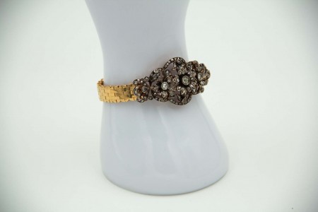 Pulseira de ouro e prata com diamantes e lascas de diamantes