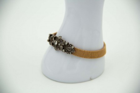 Pulseira de senhora em ouro e prata com diamantes