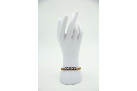 Pulseira de ouro e prata com pequenos diamantes encastrados