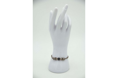 Pulseira de ouro e prata articulada com diamantes e safira Australiana no centro