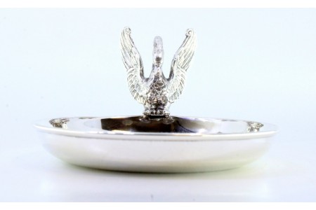 Aneleira em prata com aplicação de ganso no bordo.