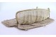  Bolsa de mão em malha de prata com arco liso e corrente em malha cadeado.