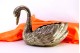  Floreira de prata em forma de cisne em vulto perfeito, penas relevadas 